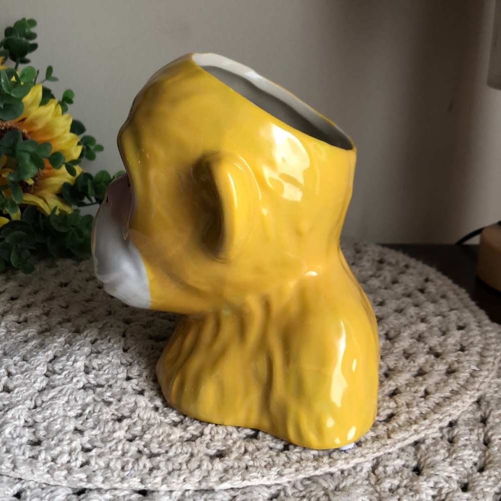 Yellow Ceramic Animal Monkey Bust Planter Pot - Picture 3 of 8